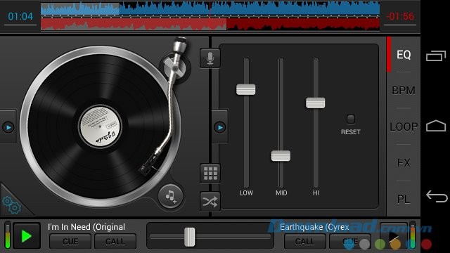 Các thiết lập cho từng Turnable trên DJ Studio 5 cho Android