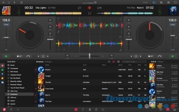 Giao diện phần mềm djay Pro cho Mac