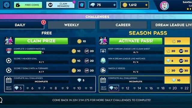 Hoàn thành bộ Thử thách hàng ngày và hàng tuần để kiếm đá quý