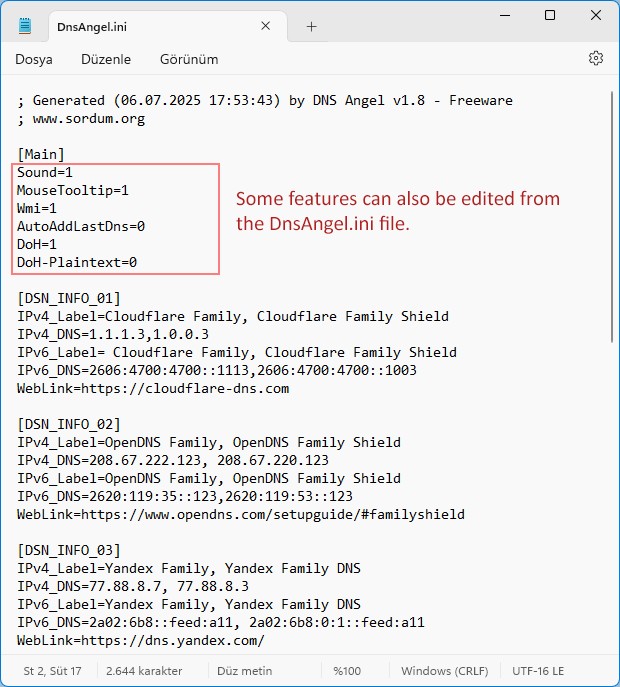Chỉnh sửa tập tin DnsAngel.ini