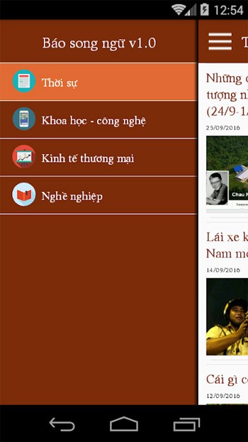 Báo song ngữ cho Android