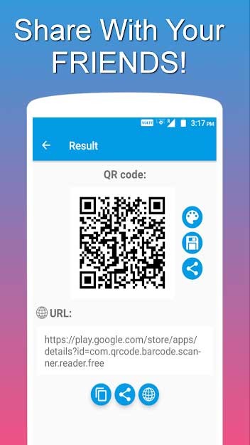 QR and Barcode Scanner Pro cho Android hỗ trợ chia sẻ