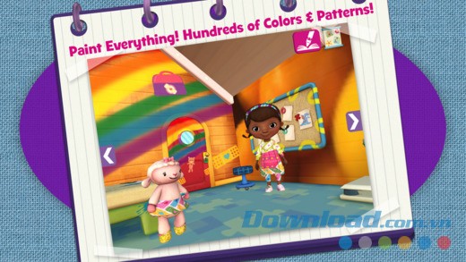 Tô màu mọi thứ trong ứng dụng Doc McStuffins Color and Play cho iOS
