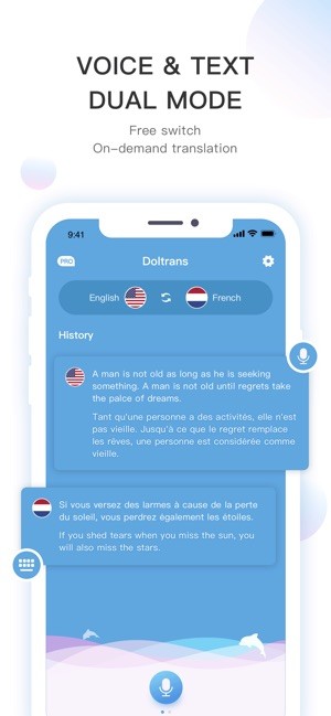 Doltrans có cả chế độ dịch văn bản và dịch giọng nói