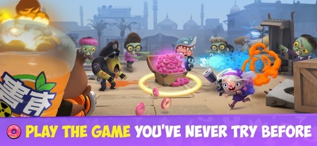 Chiến đấu với thay ma để thu thập bánh rán trong game Donut Punks: Online Epic Brawl