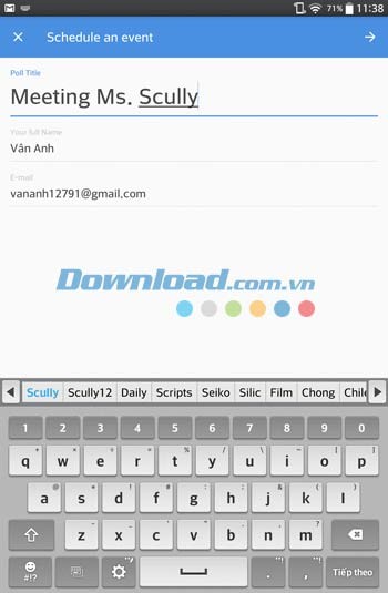 Tạo sự kiện mới trên Doodle