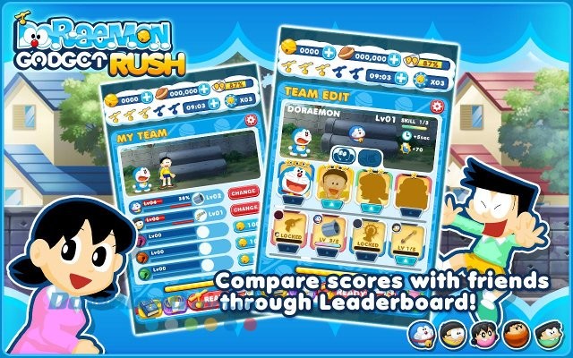 Thử thách bạn bè trong game Doraemon Gadget Rush