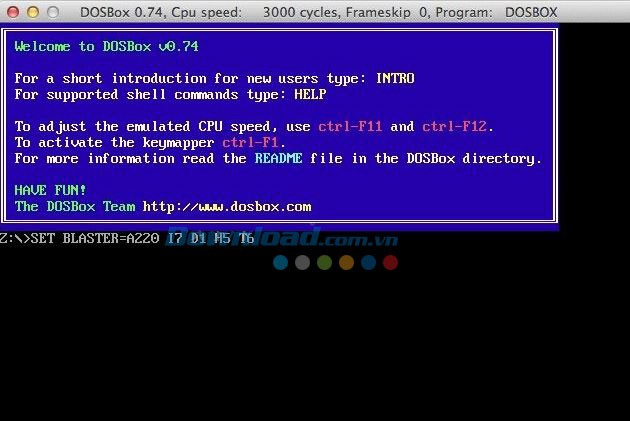 Giao diện phần mềm DOSBox for Mac