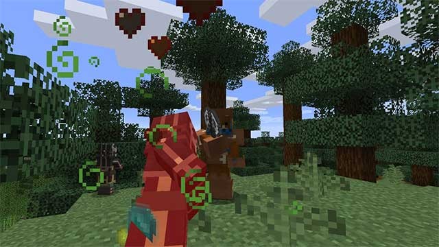 Người chơi có thể sử dụng rìu hai lưỡi cho cả mục đích chặt cây và giết mob