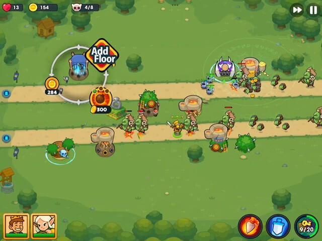 Lối chơi phòng thủ đơn giản có kết hợp roguelike.