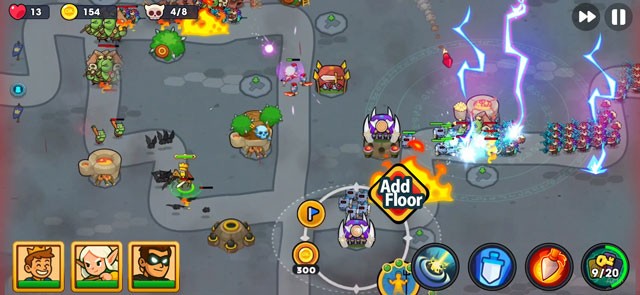 Xếp chồng hai tòa tháp trên một ô để kích hoạt các hiệu ứng phối hợp mạnh mẽ