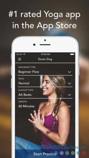 Ứng dụng tập Yoga miễn phí tại nhà Down Dog