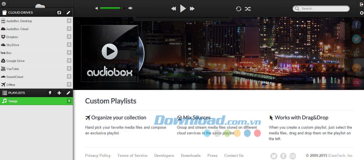 Giao diện chính của AudioBox