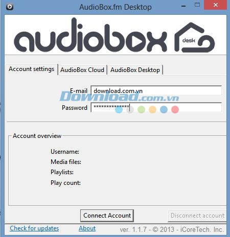 Đăng nhập tài khoản AudioBox trên máy tính