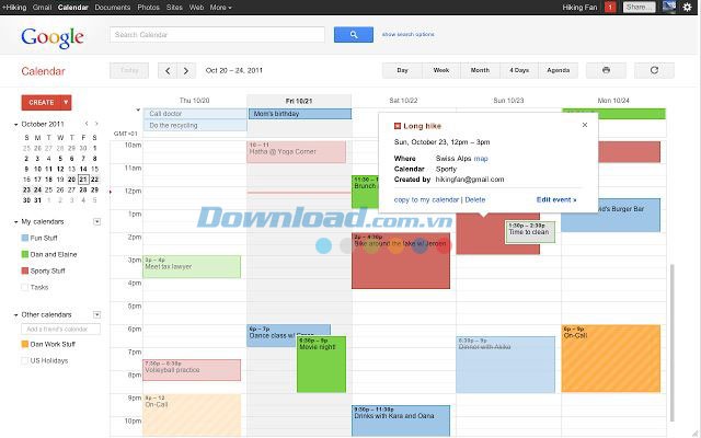 Chi tiết sự kiện trong Google Calendar