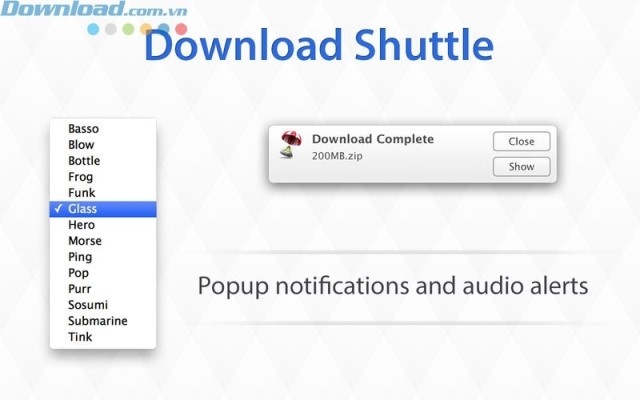 Thông báo bằng pop-up và âm thanh