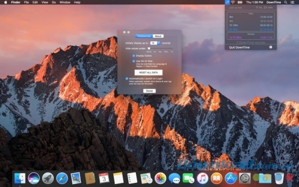 DownTime cho Mac ghi nhật ký thời gian hoạt động của máy tính Apple