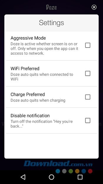 Tùy biến các thiết lập trên Doze