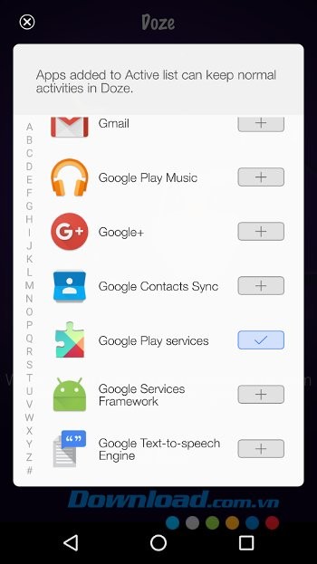 Thêm các ứng dụng muốn tối ưu hóa với Doze