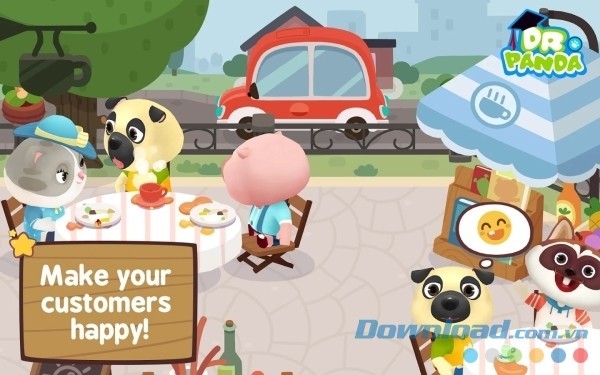 Thiết kế đồ họa sinh động của Dr. Panda Café cho Android