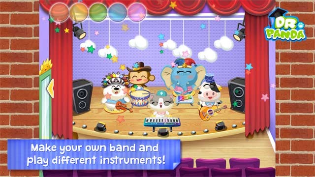 Tạo ra một ban nhạc và chơi nhiều nhạc cụ khác nhau trong Dr. Panda Daycare