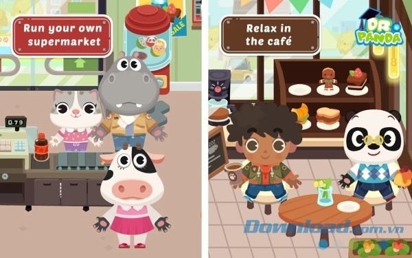 Điều hành siêu thị hoặc thư giãn ở tiệm cà phê cùng bạn bè