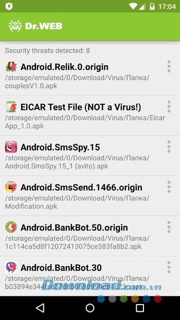 Tính năng phát hiện mối đe dọa của Dr.Web Anti-virus Light
