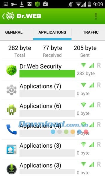 Dr.Web Security Space thiết lập tường lửa bảo vệ ứng dụng