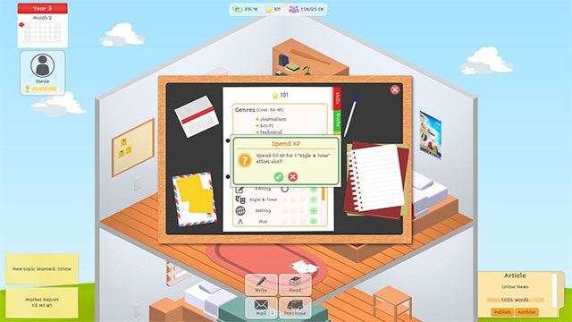 Tích cực sáng tác và xuất bản để kiếm điểm XP trong Drafting Tales