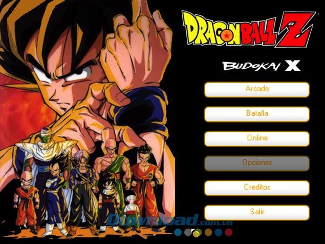 Giao diện game Dragon Ball Z Budokai X