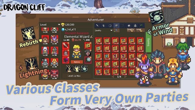 Vô số lớp nhân vật để bạn thu thập vào băng đảng của mình trong game Dragon Cliff