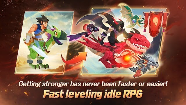 Bạn có thể lên cấp và trở nên mạnh mẽ nhanh chóng trong game Dragon Rider Idle