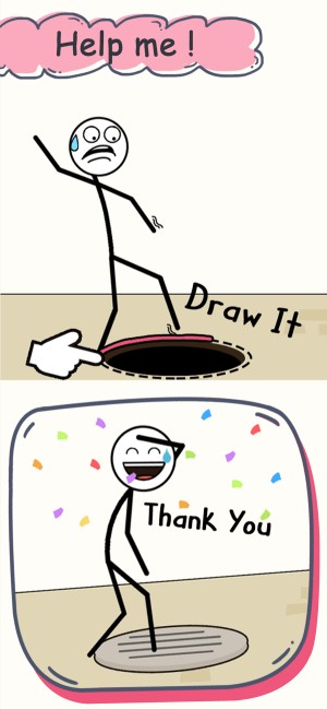 Chiếc cống xuất hiện dưới chân, hãy vẽ nắp cho nó nhé