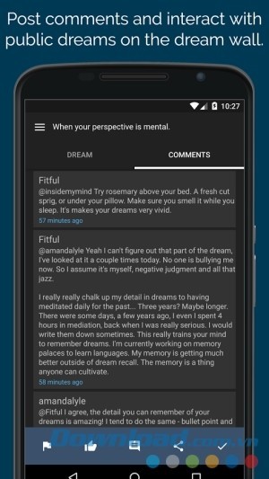 Tương tác với nhiều người dùng khác trên Dream Journal Ultimate cho Android