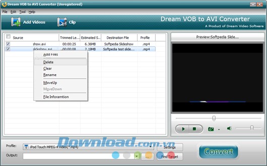 Dream VOB to AVI converter