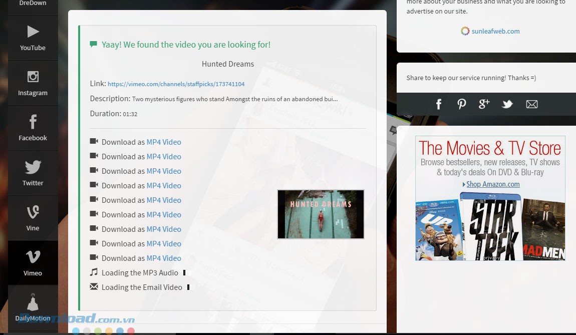 Tải video từ Vimeo