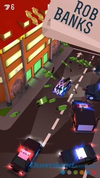 Hóa thân thành băng cướp ngân hàng đang chạy trốn cảnh sát trong Drifty Chase iOS