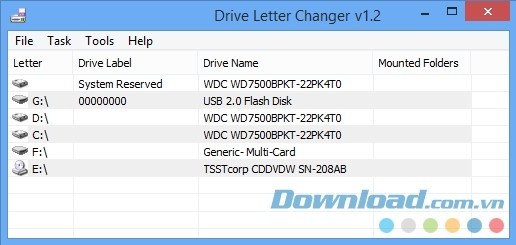Công cụ thay đổi ký tự ổ đĩa tuyệt vời Drive Letter Changer