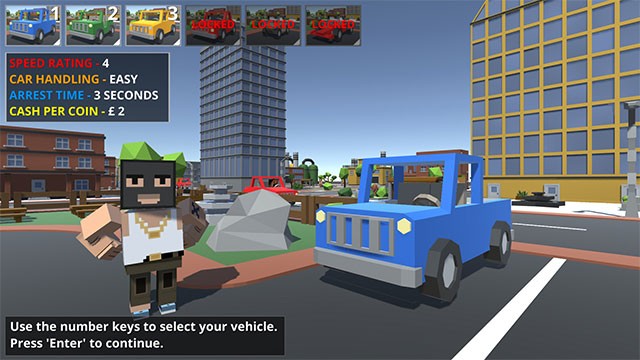 Chọn xe để bắt đầu hành trình chạy trốn cảnh sát