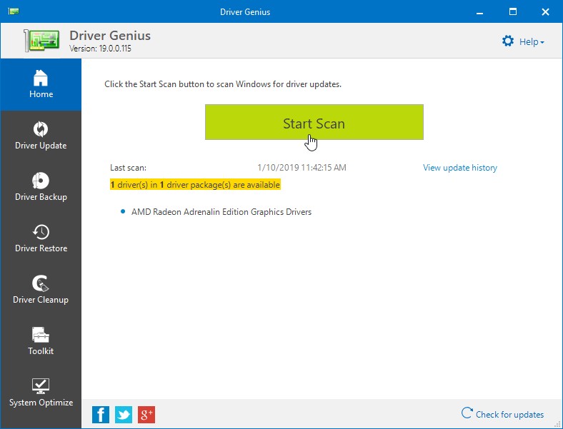 Giao diện Driver Genius 19.0.0.139