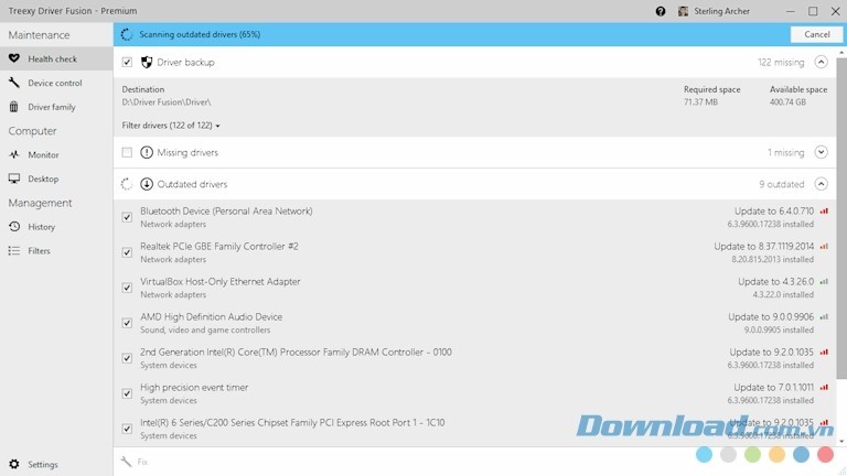 Giao diện quét Driver của Driver Fusion