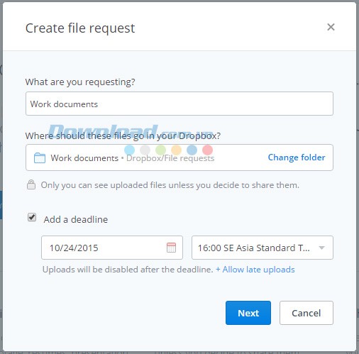 Tạo yêu cầu up file