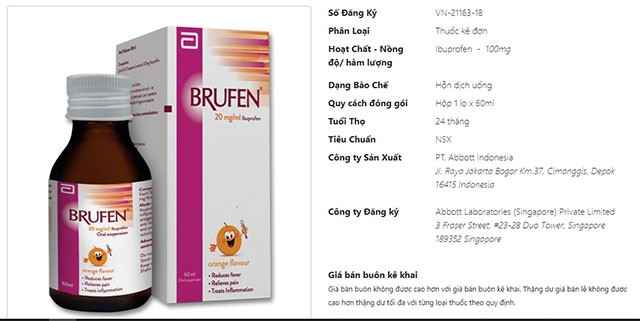 Chi tiết thành phần, dung lượng thuốc