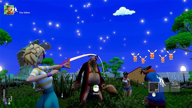 Mỗi vai sẽ có vũ khí và bẫy khác nhau để tấn công hoặc chạy trốn trong khi chơi Drunken Nuke'em