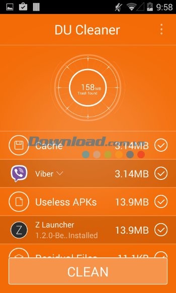 DU Cleaner hiển thị chi tiết kết quả quét