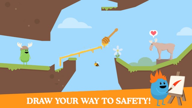 Vẽ đường để nhân vật đi đến đích an toàn trong Dumb Ways To Draw