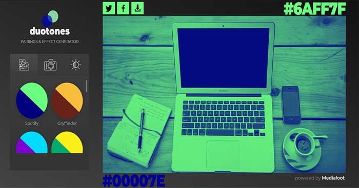 Duotone Effect Generator là bộ lọc tạo hiệu ứng duotone miễn phí trên trình duyệt