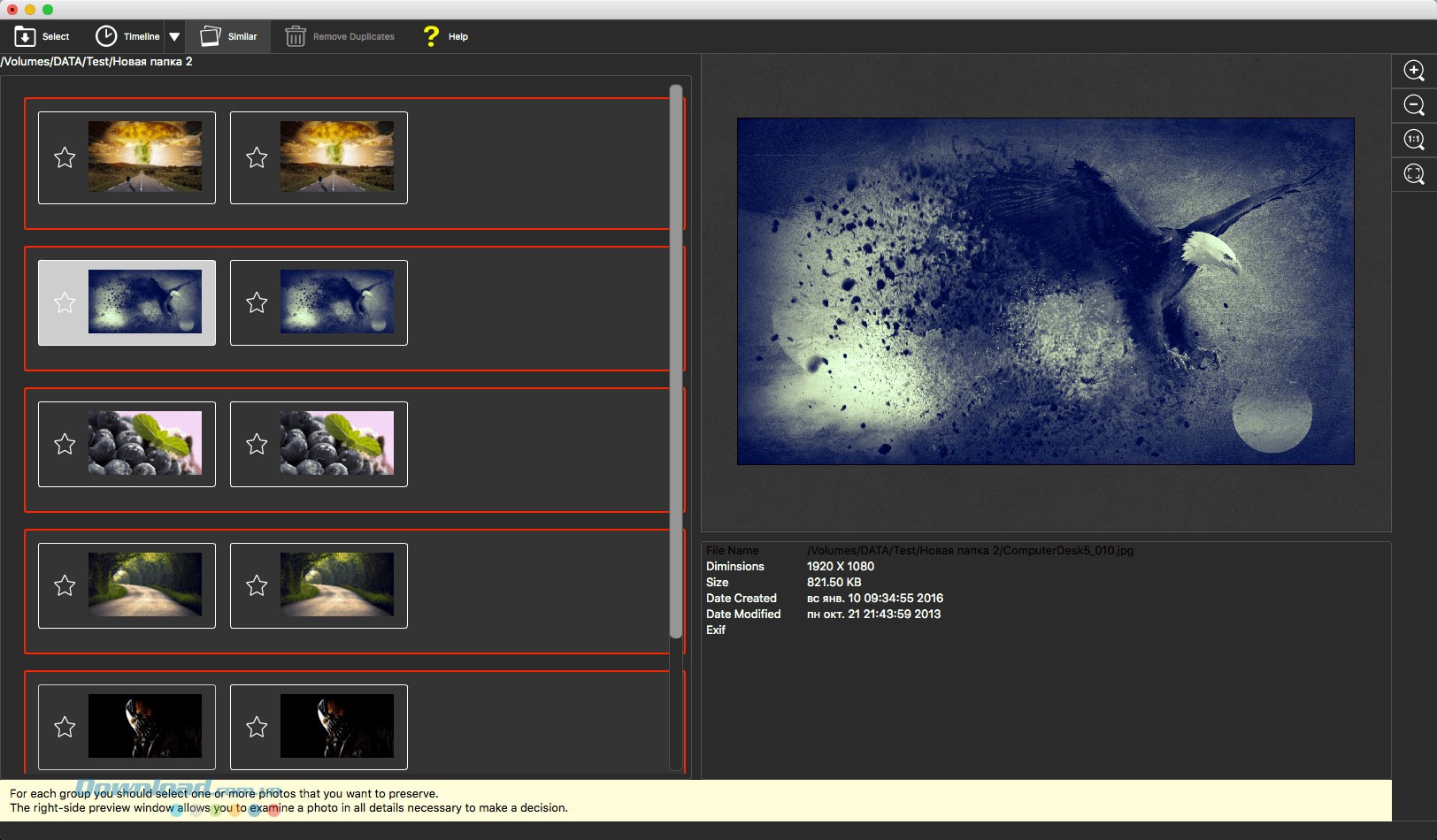 Giao diện DupHunter cho Mac