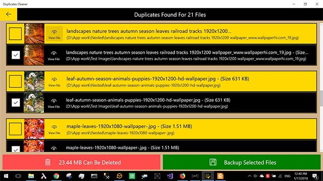 Giao diện chính của ứng dụng Duplicates Cleaner