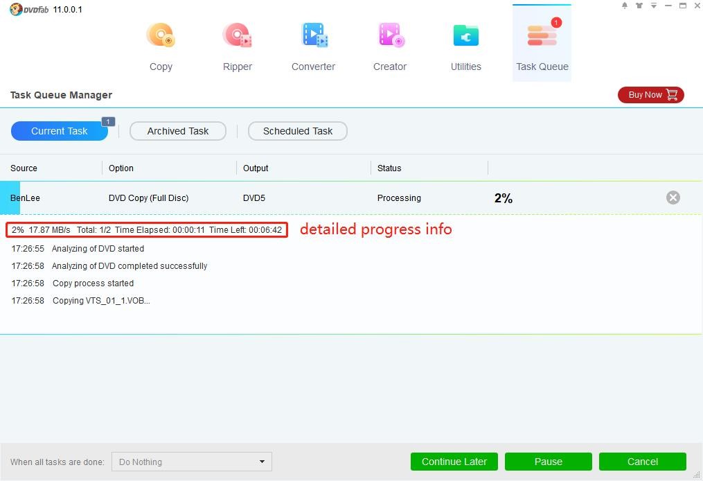 Bắt đầu sao chép